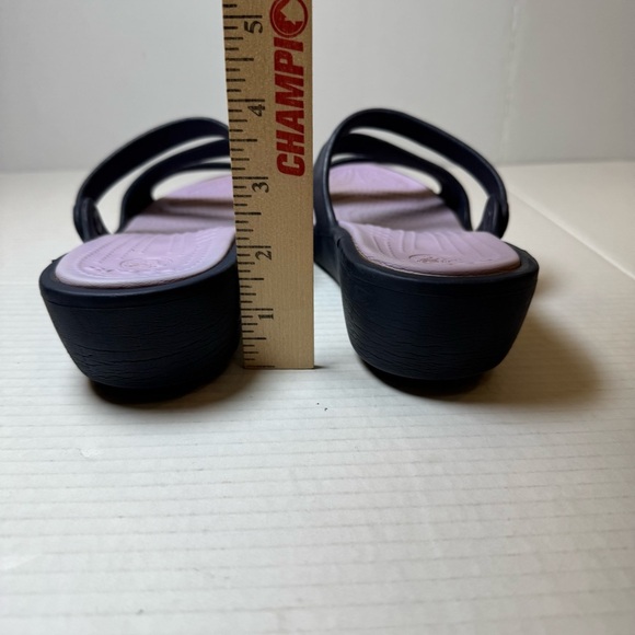 Crocs Iconic Comfort Navy Blue Slip On Sandals - Picture 8 of 13